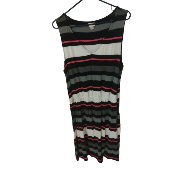 Merona Horizontal Stripped Tank Midi Length Comfy Plus Size Dress XXL - Picture 9 of 10